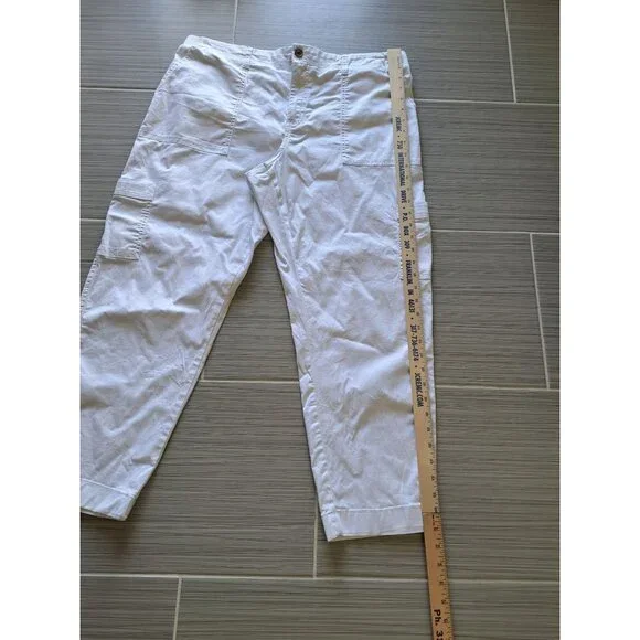 Dash Womens Size XL White Cargo Pants XL Stretch Cotton Blend Summer Beachy - Picture 8 of 8